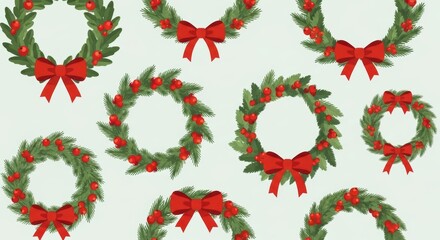 Winter Pine Leaf Wreath Vector
