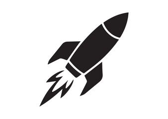 A rocket launching Icon, A rocket launching Black Vector
