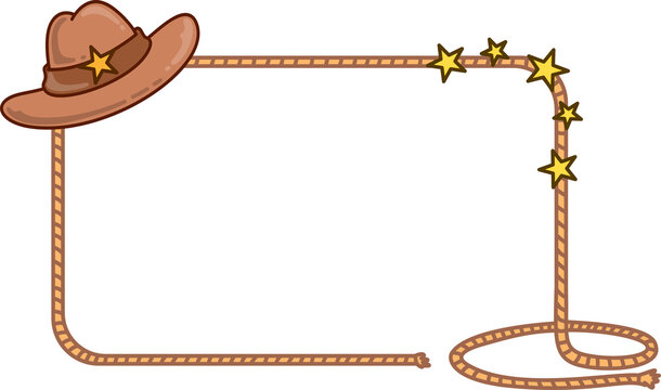 Cowboy Hat and Rope Backdrop Frame Illustration