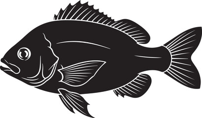 Black Silhouette of a Fish white outline