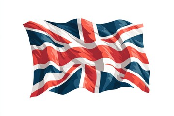 Vibrant illustration of a waving flag featuring a bold design with red, white, and blue colors, symbolizing national pride and identity in a dynamic visual representation