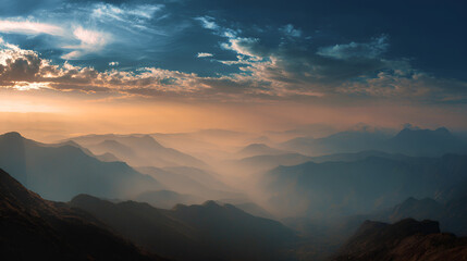 Obraz premium AI Digital Art: Misty and Cloudy Peaks