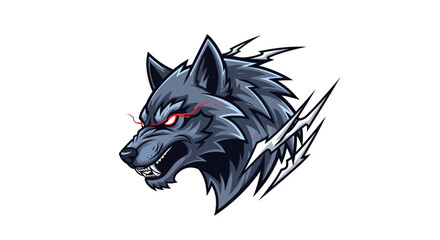 Obraz premium Fierce wolf head with glowing red eyes and sharp teeth, symbolizing power, aggression, and a wild spirit ready for action