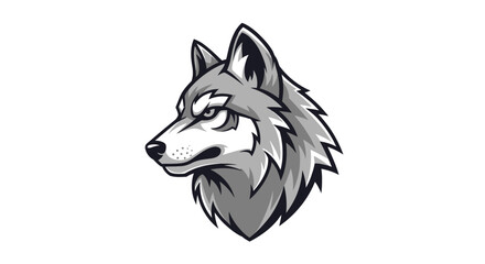 Naklejka premium Fierce wolf mascot logo design with sharp yellow eyes and gray fur, perfect for sports teams or gaming brands seeking a powerful, dynamic symbol.