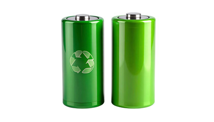 Green energy battery duo isolated on transparent background