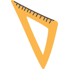 Orange Triangle Ruler With Black Markings Isolated On Transparent Background Simple Geometric Shape For Education And Drafting