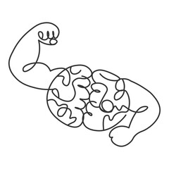 One continuous line drawing of healthy strong human brain