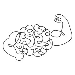One continuous line drawing of healthy strong human brain