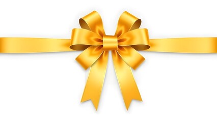 Fototapeta premium A yellow ribbon with a gold bow on a transparent background