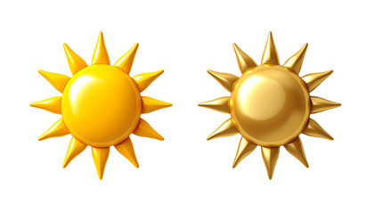 Sun icon duo 3D set isolated on transparent background