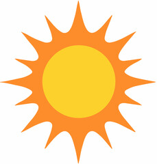 Ai futuristic office workspace with holographic screens illustration of a bright and cheerful cartoon sun with a yellow center and orange spiky rays, isolated on white background ai office, futuristic