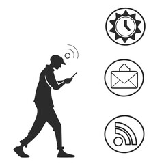 Fototapeta premium Silhouette of a man using mobile phone