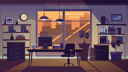 Office interior with desk and window
