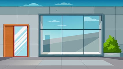 Modern building with large glass window