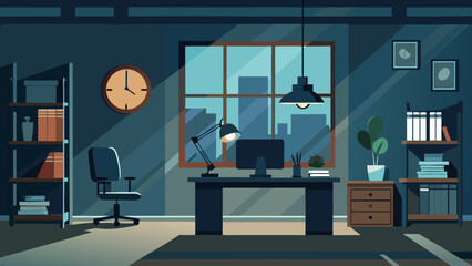 Modern office interior at the night