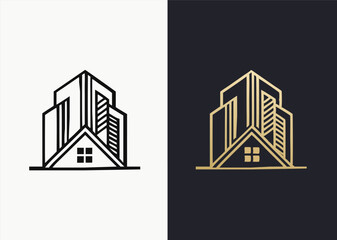 Fototapeta premium Building logo design in black and gold 