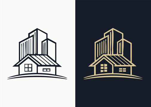 House and buildings logo split design
 - Powered by Adobe