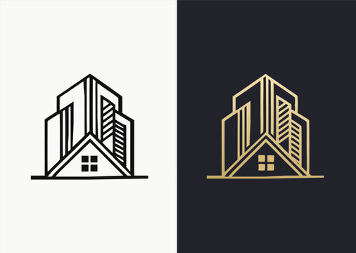 Building logo design in black and gold
