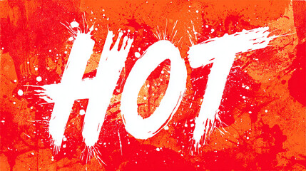 Bold "HOT" lettering on a bright background of paint splatters