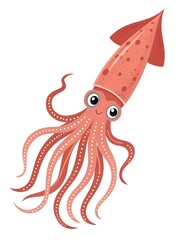 Stylized Red Squid Illustration