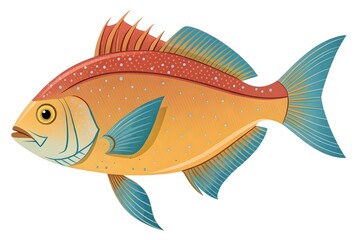  Stylized Blue Fish Graphic Illustration