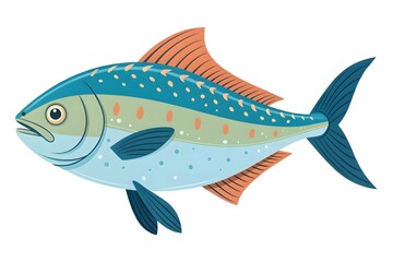  Stylized Blue Fish Graphic Illustration