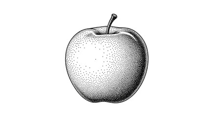 Intricate Stipple Art Depicting an Apple with Detailed Shading and Textural Quality