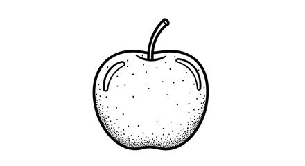 Intricate black and white stippled apple illustration for creative projects offering simplicity