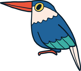 Illustration of a Blue and White Kingfisher