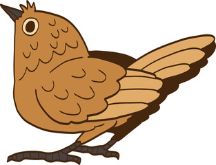 Illustration of a Brown Wren Bird