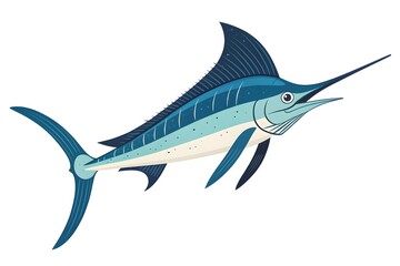 Illustrated Sailfish with Vibrant Colors and Streamlined Design