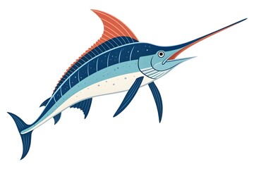 Illustrated Sailfish with Vibrant Colors and Streamlined Design
