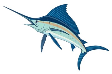 Illustrated Sailfish with Vibrant Colors and Streamlined Design