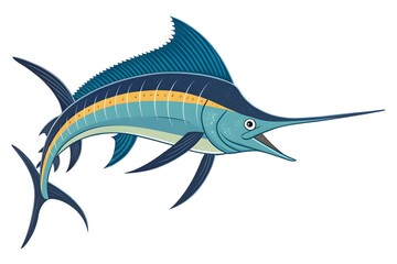 Illustrated Sailfish with Vibrant Colors and Streamlined Design