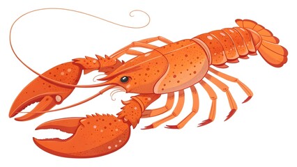  Vibrant Orange Lobster Illustration on White Background