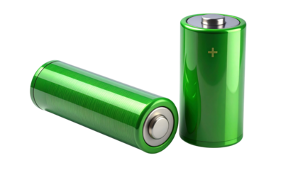 Sustainable power battery duo set isolated on transparent background