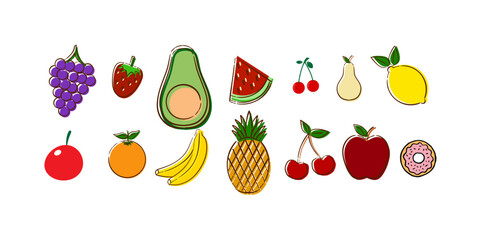 Fresh and colorful fruit medley illustration to brighten any design project with a healthy lifestyle vibe, perfect for food blogs and nutrition campaigns