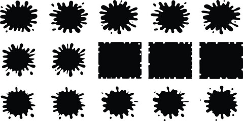 Black ink blots and square silhouettes
