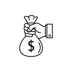 Money Bag Icon | Hand Holding Dollar Symbol | Finance Investment Vector Illustration
