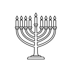Menorah Candle Holder Icon | Hanukkah Lamp Symbol | Jewish Festival Vector Illustration