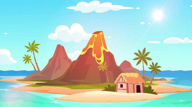 Cartoon Animated I-lend 4k landscape background
