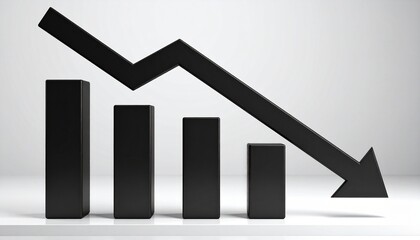 Declining bar chart with downward arrow showing negative trend.