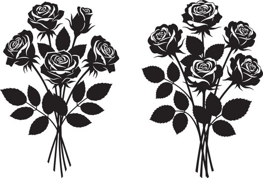 Two bouquets of roses in a distinctive silhouette style