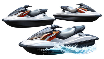 Modern jet ski bundle isolated on transparent background PNG