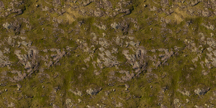 Natural Aerial Rock and Grass Ground Texture Seamless Repeatable Surface
