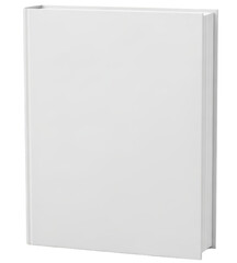 A blank white hardcover book standing upright with its spine facing the right side presenting a clean minimalist presentation perfect isolate isolated