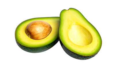 Half of fresh avocado duo isolated on transparent background