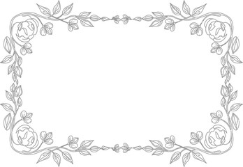 Elegant floral frame with roses and leaves for wedding invitations and cards design