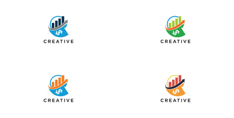 Business finance vector logo arrow diagram with color pattern