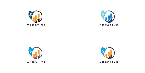 Business finance vector logo arrow diagram with color pattern